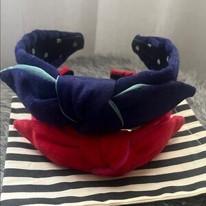 Lele Sadoughi Navy and Red Knotted Headbands